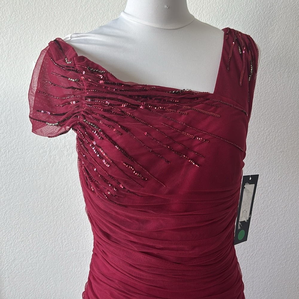 JS Collections Red Asymmetrical Ruched Maxi Dress - Picture 5 of 8